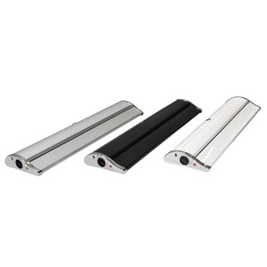 Rollup Style Pro,High End Rollup Display,Roll Up Banner ohne Werkzeug wechseln,Rollup Display Gehäusefarben,Messe Rollup Wechselsystem,Rollup Banner schwarz,Rollup Banner weiß