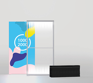LED-Leuchtrahmen,Leuchtwand,Pixlip GO LED,pixlip go leuchtrahmen,pixlip go counter,mobiler leuchtrahmen,led messewand werkzeugloser aufbau,leicht Leuchtwand Messe