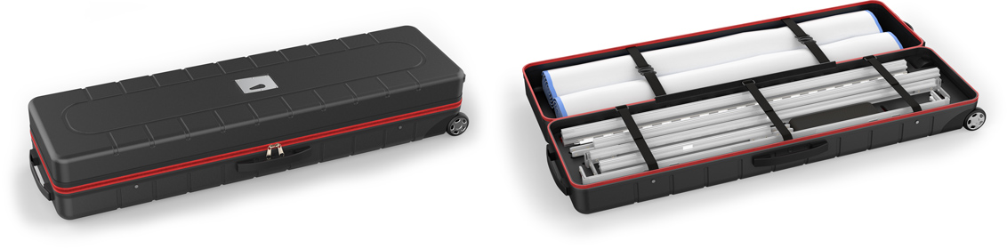 PICUP,mobiles messe display stoff,stoff messewand werkzeuglos,faltbarer textilrahmen,textilspannrahmen beidseitig,raumteiler textilrahmen messe,mobile messewand mit transportkoffer,textil display mit systemverbinder,schneller Motivwechsel mit Kedertechnik