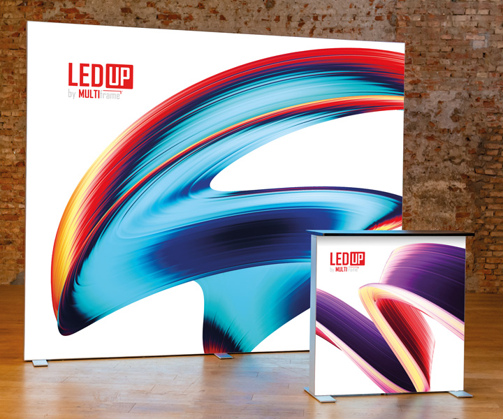 BIG LEDUP Messesystem,Big Ledup Messestand,LED Messestand mobil,Messestand Leuchtrahmen,LED Leuchtrahmen-System,Big Ledup,mobiler messestand,LED Messestand werkzeuglos