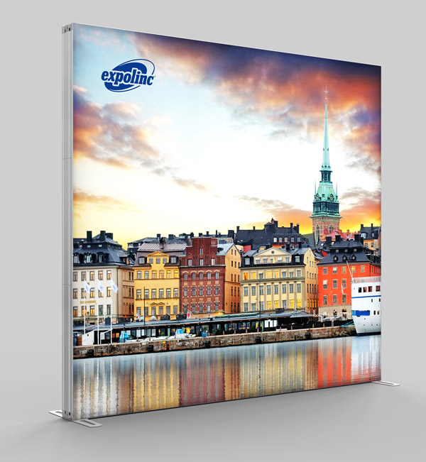 expolinc light frame,mobiles Leuchtdisplay,mobiler Messestand beleuchtet,flexibler Leuchtrahmen,beidseitige Leuchtwand mobil,LED Rahmen mit Transporttasche