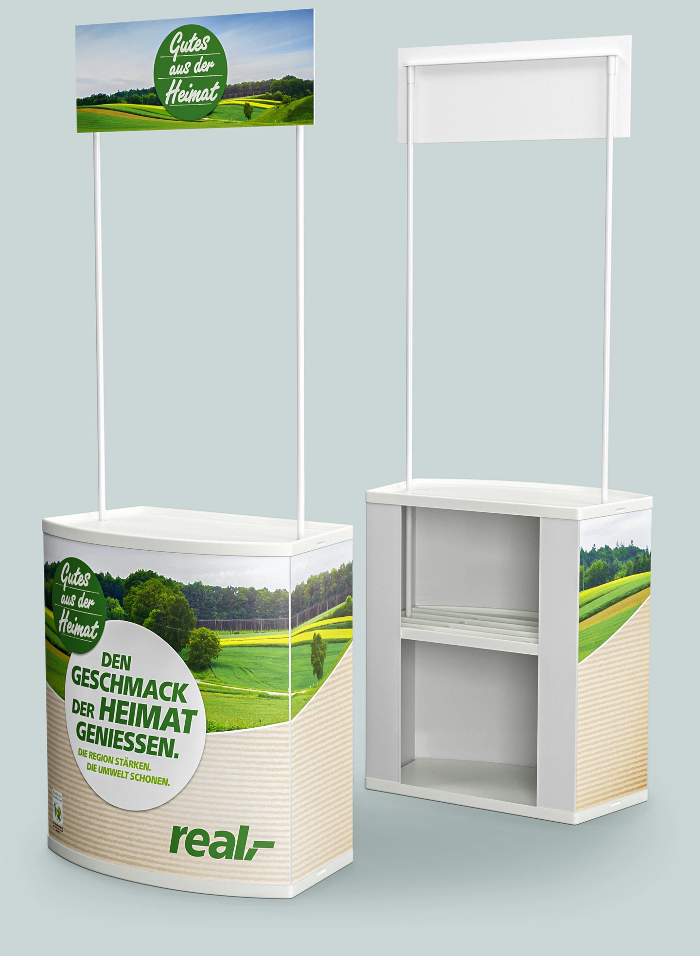 Mobile Kunststoff-Promotiontheke mit Topschild