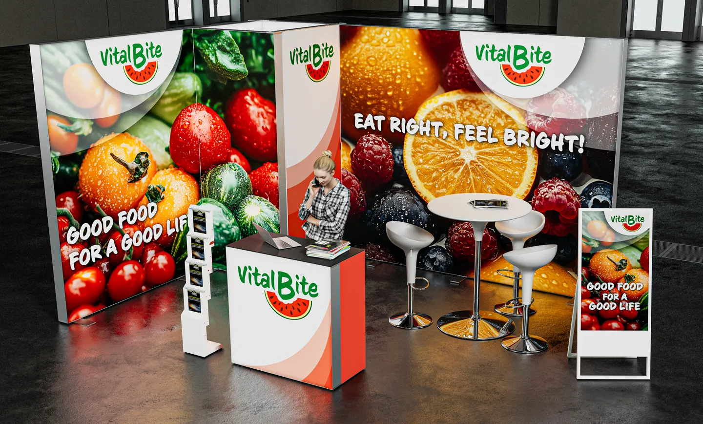 VitalBite: Frische Früchte und Werbung auf Messe