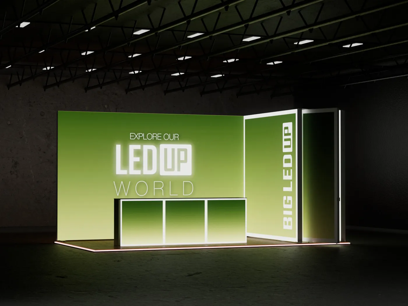 Big Ledup Messestand 6 x 3 m | Kabine | 3x Counter One