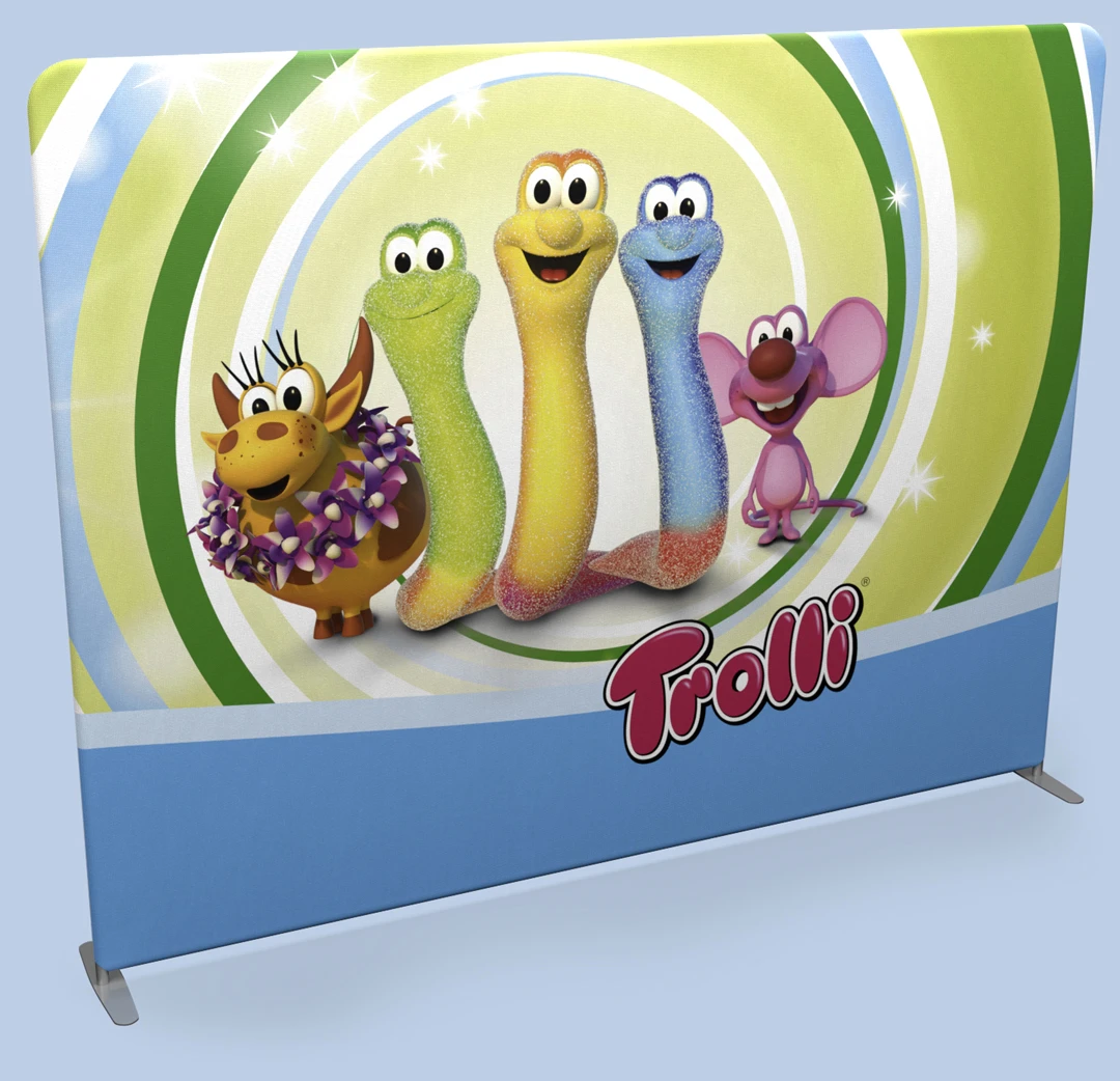 Textil-Spannrahmen Zipper Wall Straight mit Süßigkeiten-Motiv