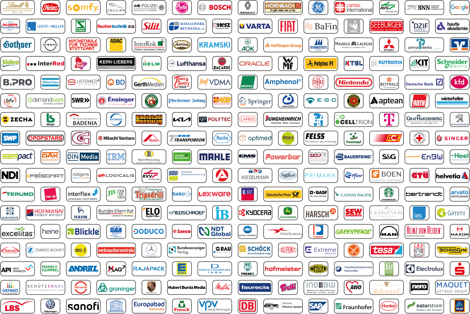 Logos verschiedener bekannter Unternehmen und Marken.